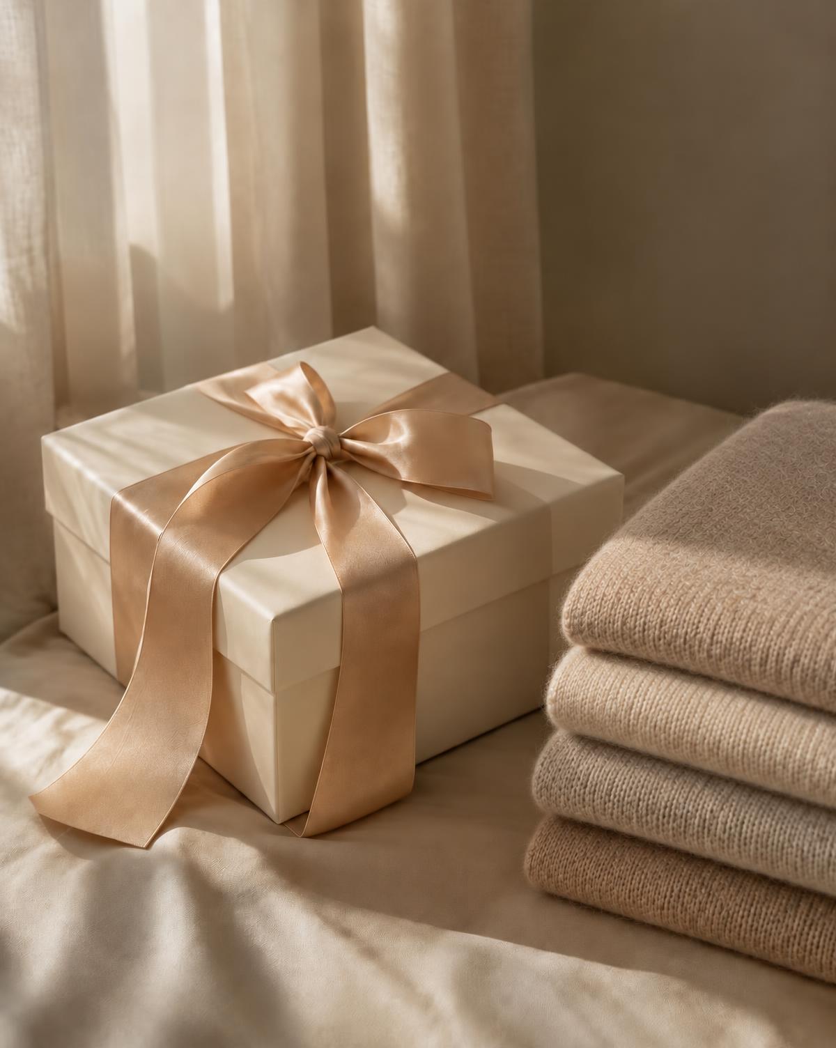 An editorial arrangement of beautifully wrapped gifts