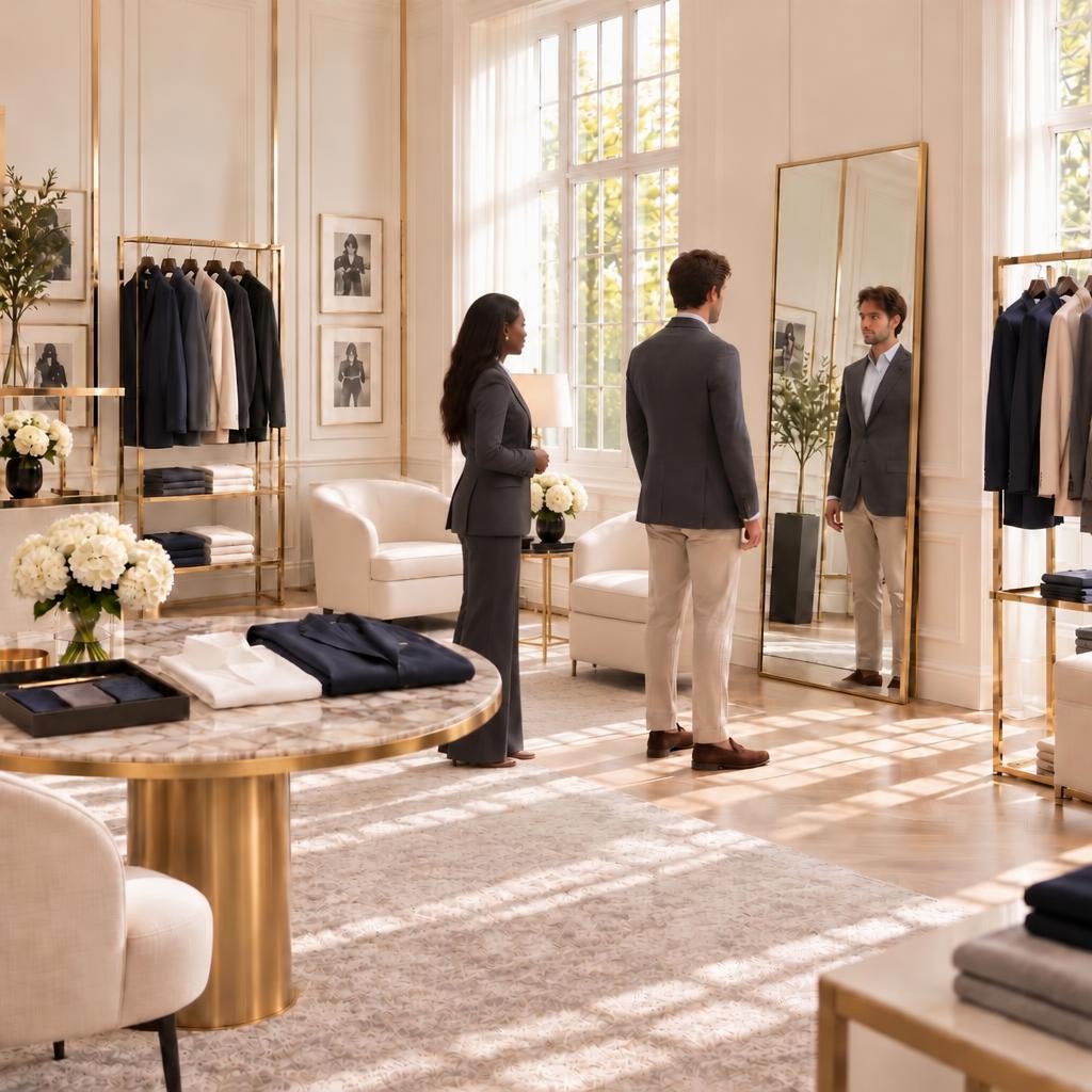 A private styling appointment with a gentleman and personal shopper in an elegant boutique